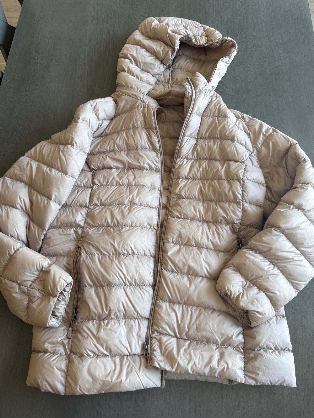 32 Degrees Light Beige Hooded Packable Puffer Jacket